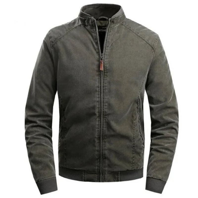 Herfst Militaire Jassen Heren Effen Opstaande Kraag Tactische Casual Dik Warm Windjack - Legergroen