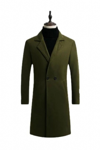 Herfst Winter Heren Wollen Jas Wol Warme Opstaande Kraag Trenchcoat Met Lange Mouwen