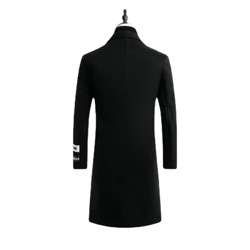 Herfst Winter Heren Wollen Jas Wol Warme Opstaande Kraag Trenchcoat Met Lange Mouwen - Groen