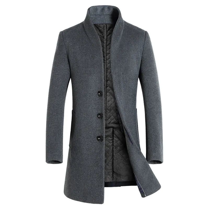 Herfst Winter Merk Heren Wolmixen Jassen Overjas Luxe Business Casual Wollen Jas - Marineblauw