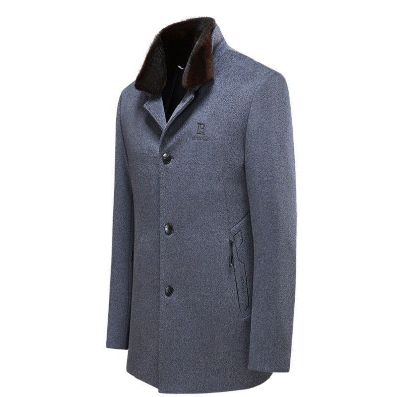 Herfst Winter Trenchcoat Heren Getikte Jassen - Zwart