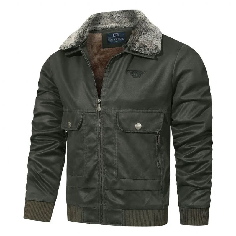 Herfst Winterjas Heren Bontkraag Jassen Tactische Militaire Casual Bovenkleding - Grijs