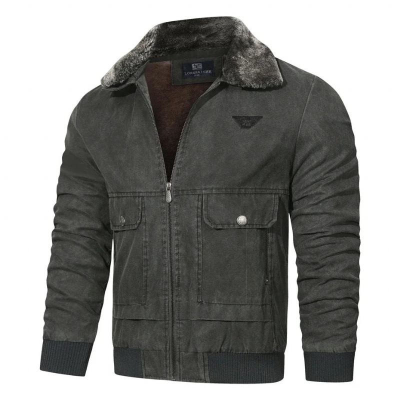 Herfst Winterjas Heren Bontkraag Jassen Tactische Militaire Casual Bovenkleding - Grijs