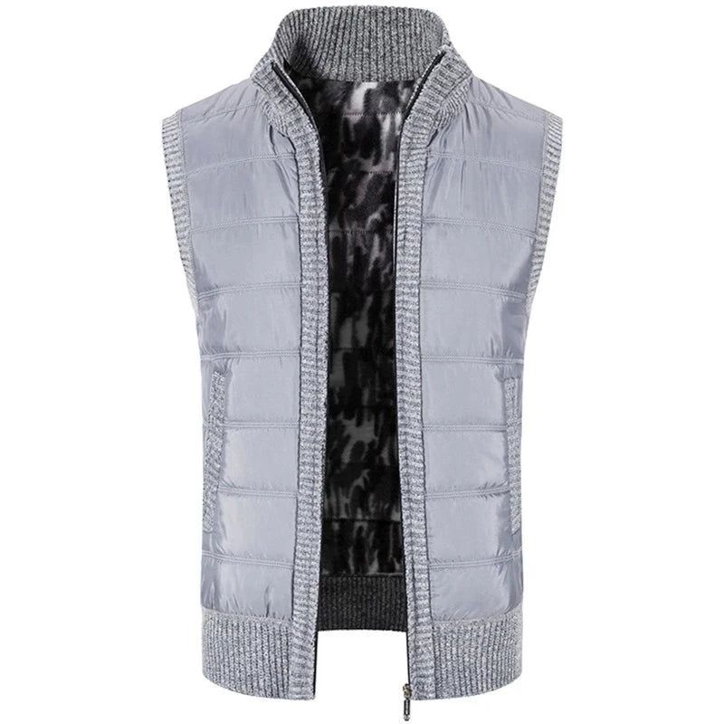 Herfst- En Winterkatoenen Herenjas Warm Bovenkledingvest Katoenen Vest Casual Mouwloos Jack - Zwart