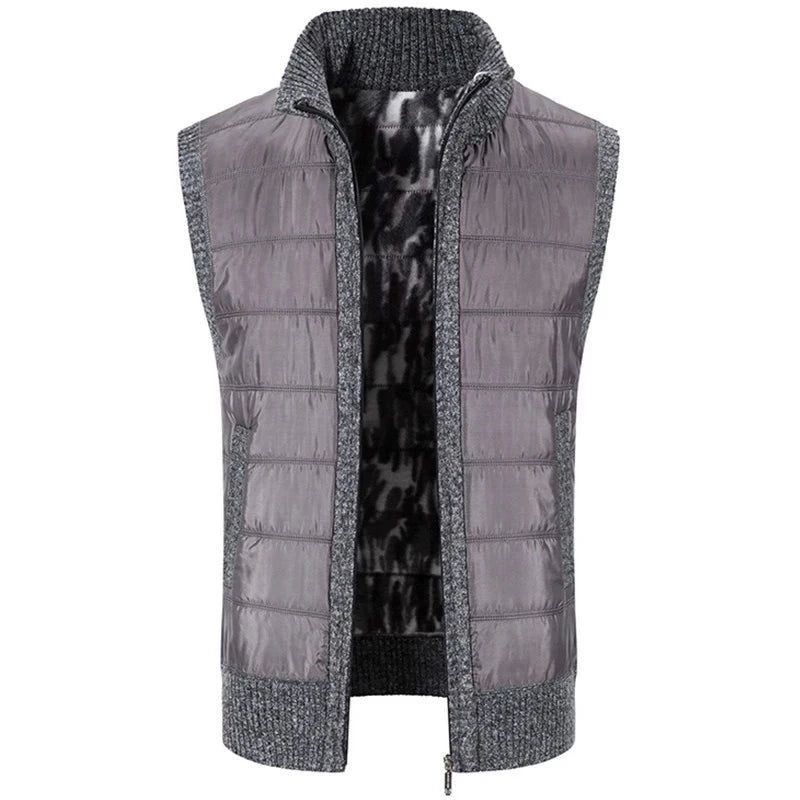 Herfst- En Winterkatoenen Herenjas Warm Bovenkledingvest Katoenen Vest Casual Mouwloos Jack - Zwart