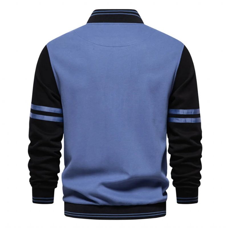 Jas Heren Lente Herfst Baseball Jas Jas Casual Mouw Patchwork Jas Jas Mannelijke Bovenkleding - Blauw