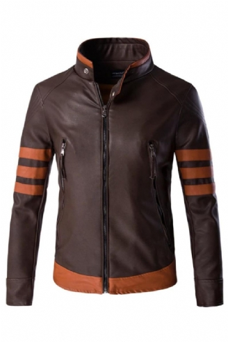 Jas Heren Motorfiets Biker Jas Mannelijke Causale Kunstleer Jas Bovenkleding