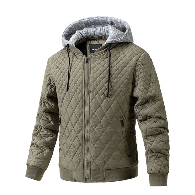 Jassen Heren Herfst Winter Warme Dikke Jas Jas Casual Prismatische Geruite Jas Bovenkleding - Groen