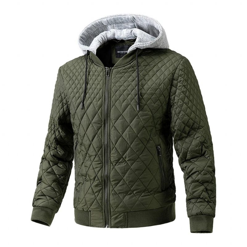 Jassen Heren Herfst Winter Warme Dikke Jas Jas Casual Prismatische Geruite Jas Bovenkleding - Groen