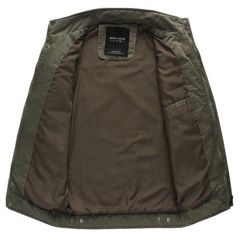 Leger Militaire Jas Heren Lente Herfst Katoen Gewassen Jas Multi-pocket Pilot Bommenwerper Tactische Vluchtjassen - Zwart