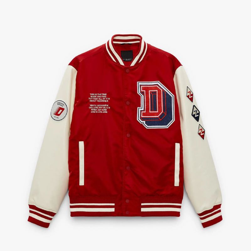 Lente En Herfst American Academy Baseball Jacket Geborduurd Fashion Pilot Innerlijke Katoenen Jas Jas Heren - Rood