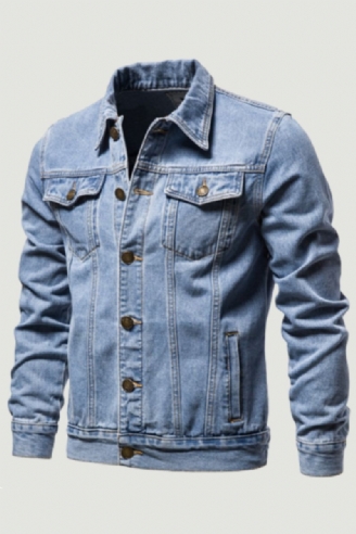 Lente Herfst Mannen Denim Jas Slim Fit Streetwear Hip Hop Punk Jas Blauw Katoen Hoge Kwaliteit Cowboy Revers Uitloper