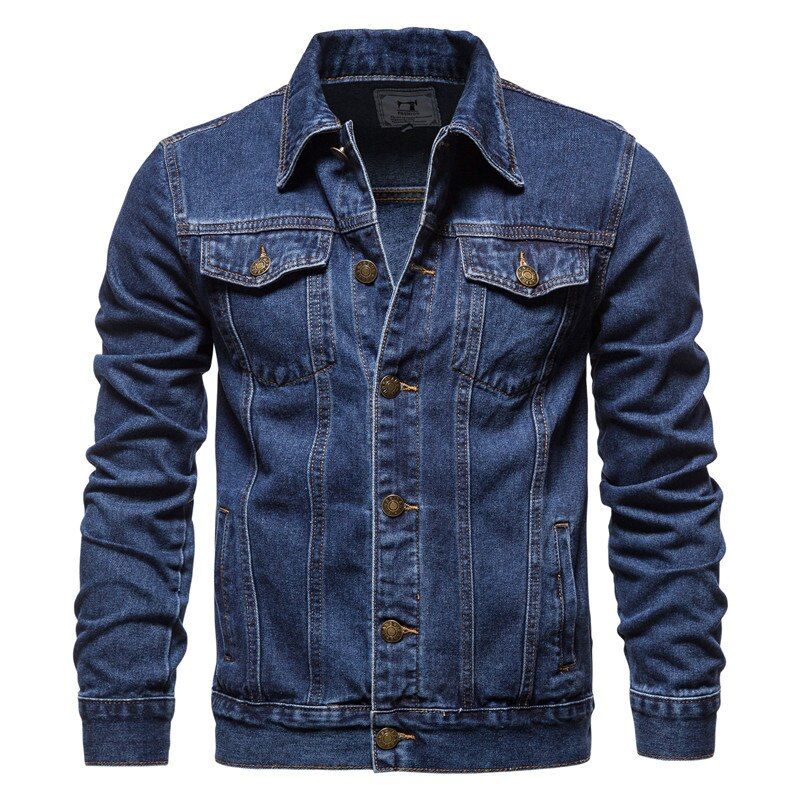 Lente Herfst Mannen Denim Jas Slim Fit Streetwear Hip Hop Punk Jas Blauw Katoen Hoge Kwaliteit Cowboy Revers Uitloper - Zwart