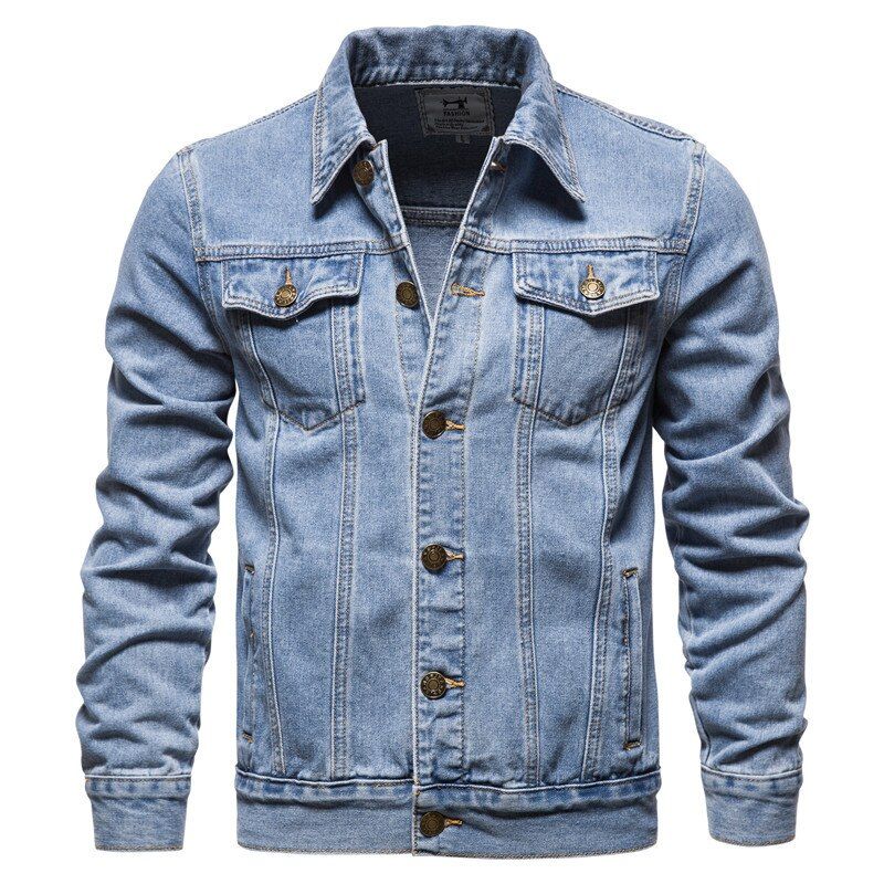 Lente Herfst Mannen Denim Jas Slim Fit Streetwear Hip Hop Punk Jas Blauw Katoen Hoge Kwaliteit Cowboy Revers Uitloper - Zwart