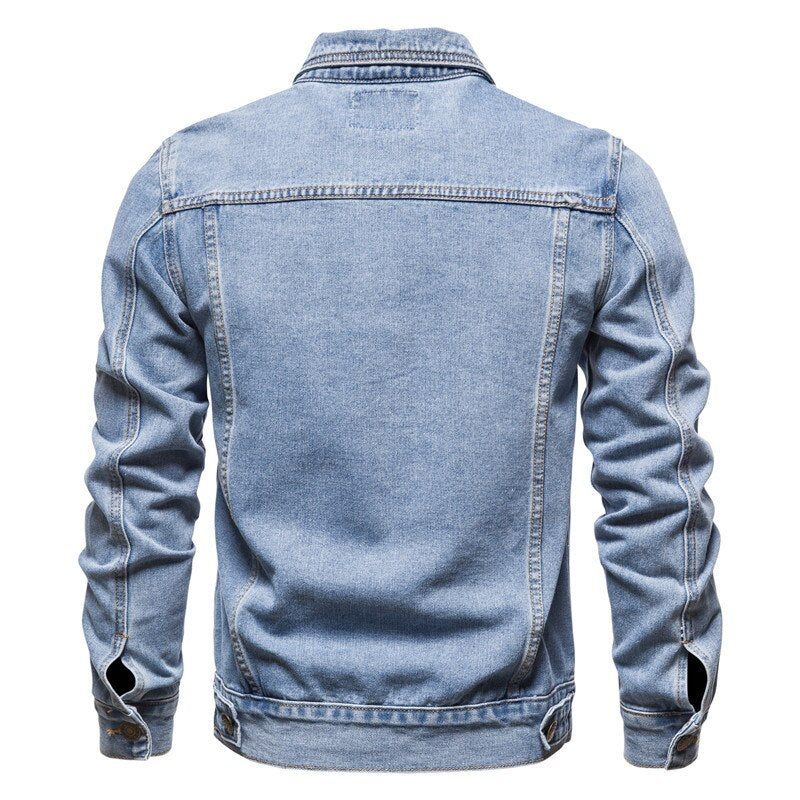 Lente Herfst Mannen Denim Jas Slim Fit Streetwear Hip Hop Punk Jas Blauw Katoen Hoge Kwaliteit Cowboy Revers Uitloper - Zwart