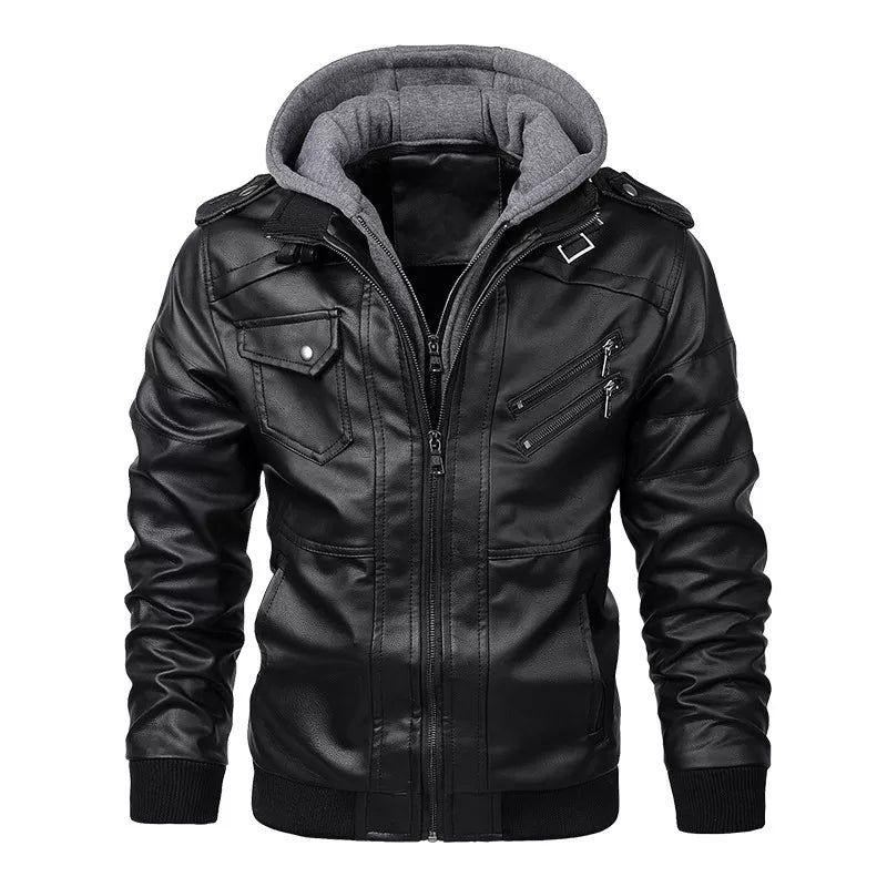 Leren Herenjassen Herfst Casual Motorjas Biker Jassen Merkkleding - Zwart