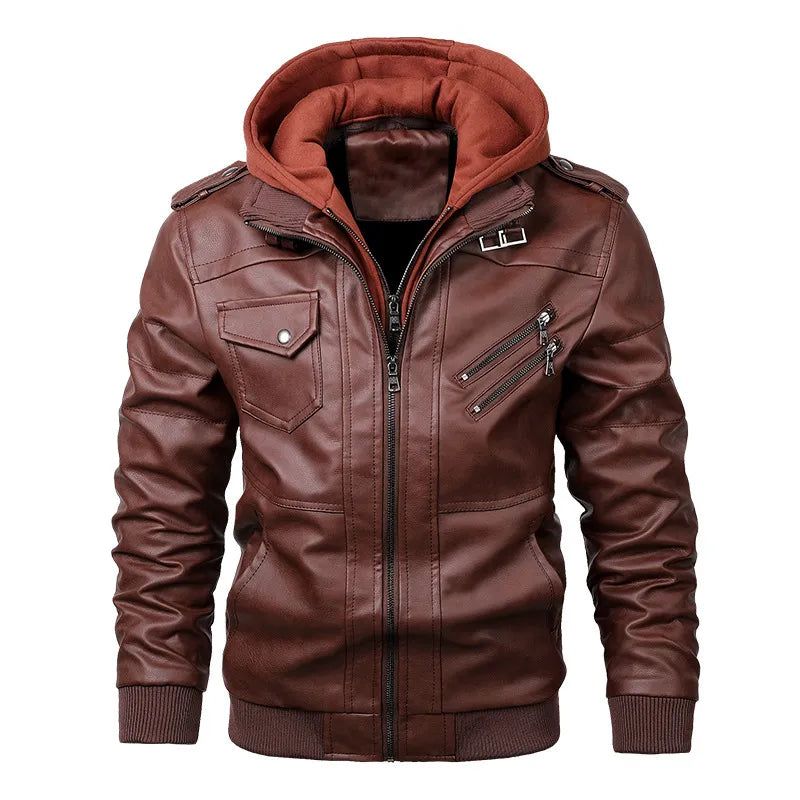 Leren Herenjassen Herfst Casual Motorjas Biker Jassen Merkkleding - Zwart