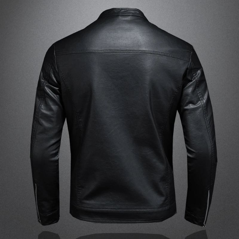 Leren Motorfiets Jassen Heren Business Casual Biker Jas - Zwart