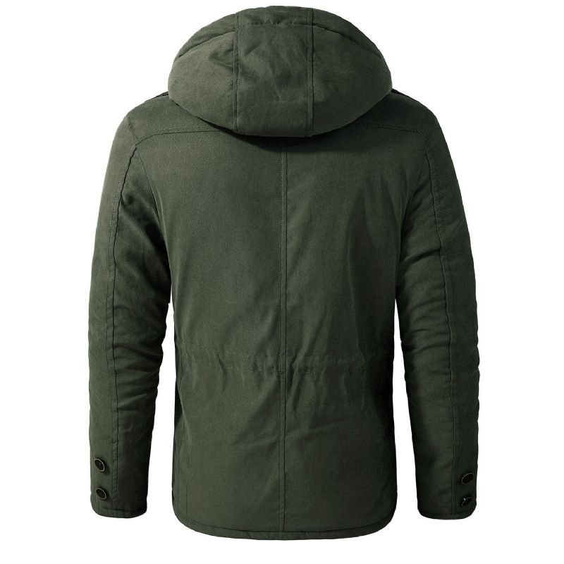 Mannen Dikke Warme Winterparka's Casual Fleece Gewatteerde Jassen Windjack Met Capuchon Amerikaanse Maat Militaire Leger Cargokleding - Legergroen