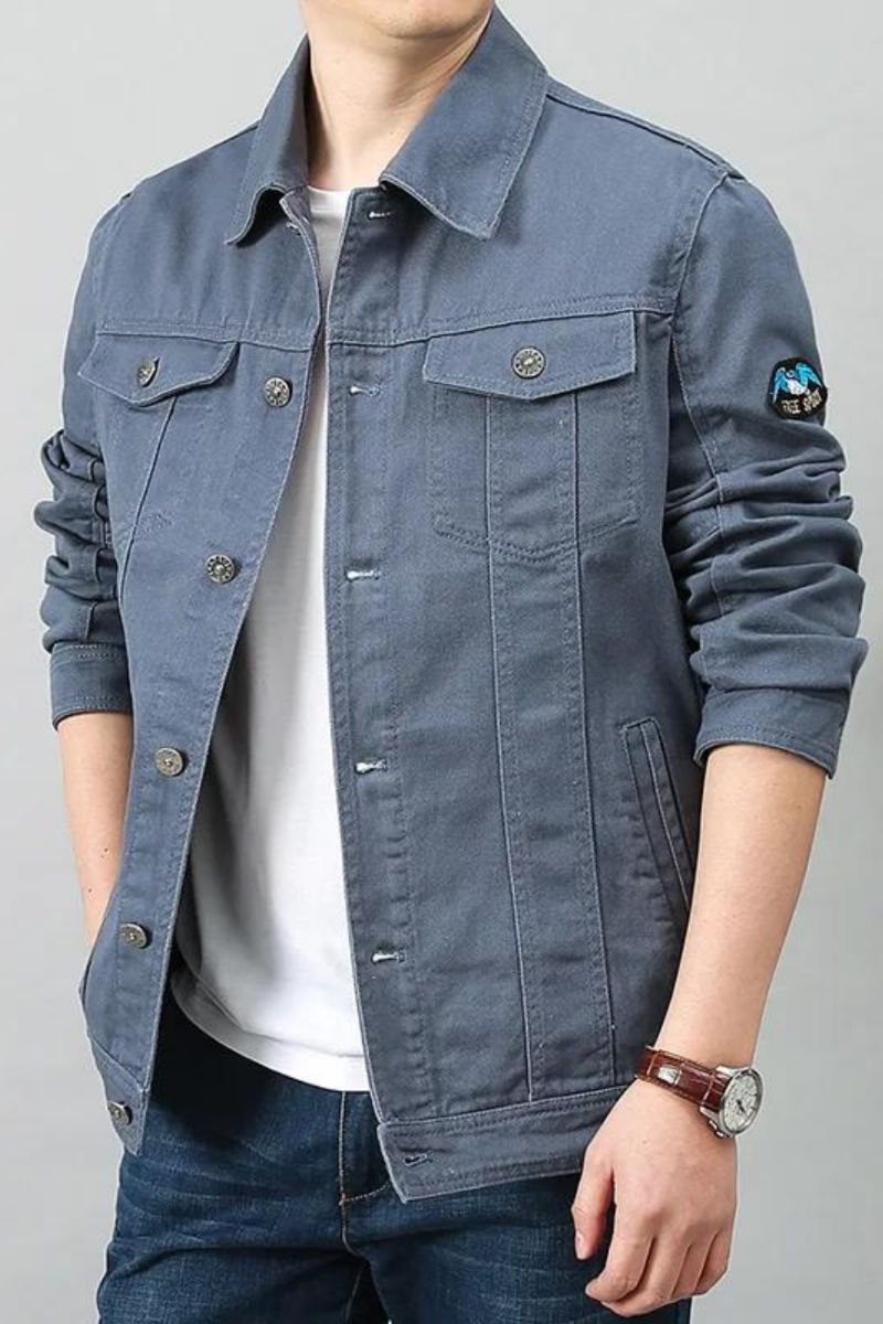 Mannen Lente Herfst Top Casual Katoenen Denim Jas Trend Revers Jas Bomber Tactische Jassen