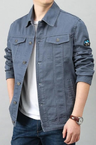 Mannen Lente Herfst Top Casual Katoenen Denim Jas Trend Revers Jas Bomber Tactische Jassen