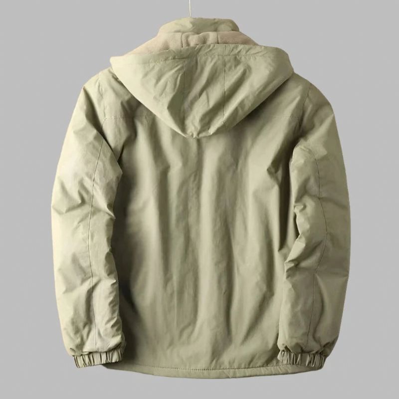 Met Fleece Gevoerde Warme Jas Outdoorjas Met Capuchon Lente Herfst Windjack Met Herenjassen - Khaki