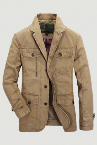 Militaire Blazer Jas Heren Lente Herfst Casual Katoen Gewassen Jassen Leger Bomberjacks Denim Cargo Geul