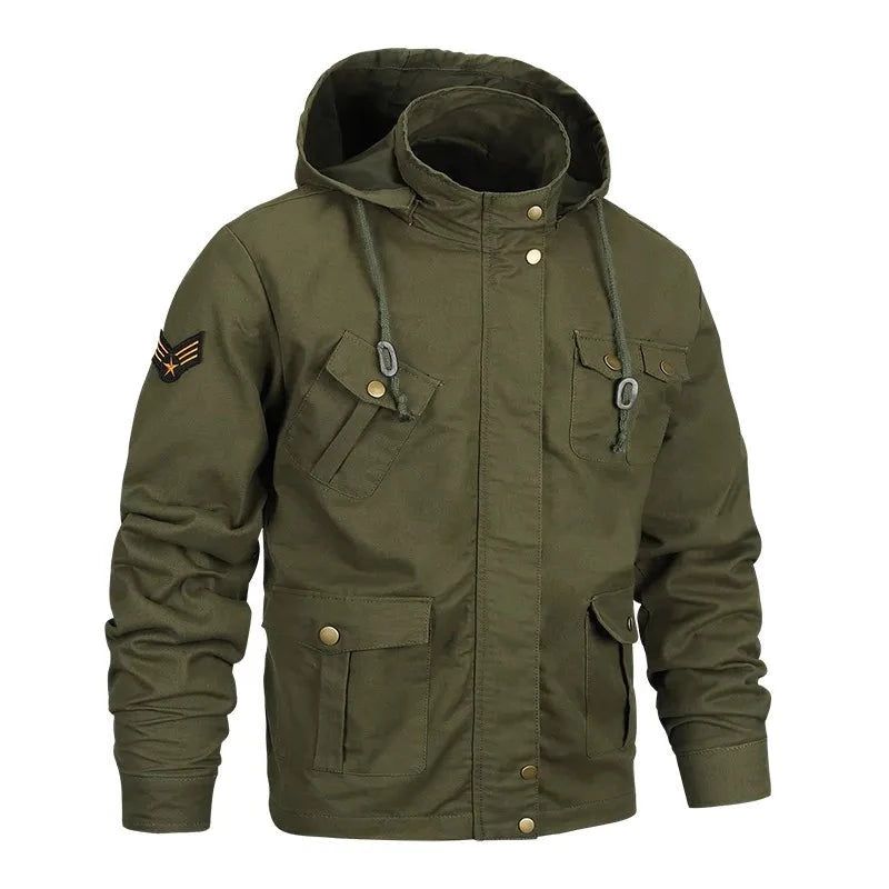 Militaire Herenjassen Jas Heren Windjack Met Capuchon Casual Jas Bovenkleding Herenkleding - Zwart