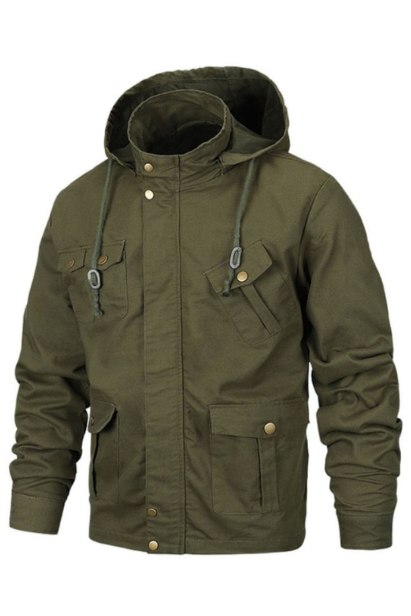 Militaire Jas Heren Katoenen Pilotenjas Met Capuchon Leger Bomberjacks Cargo Flight Jacket Male