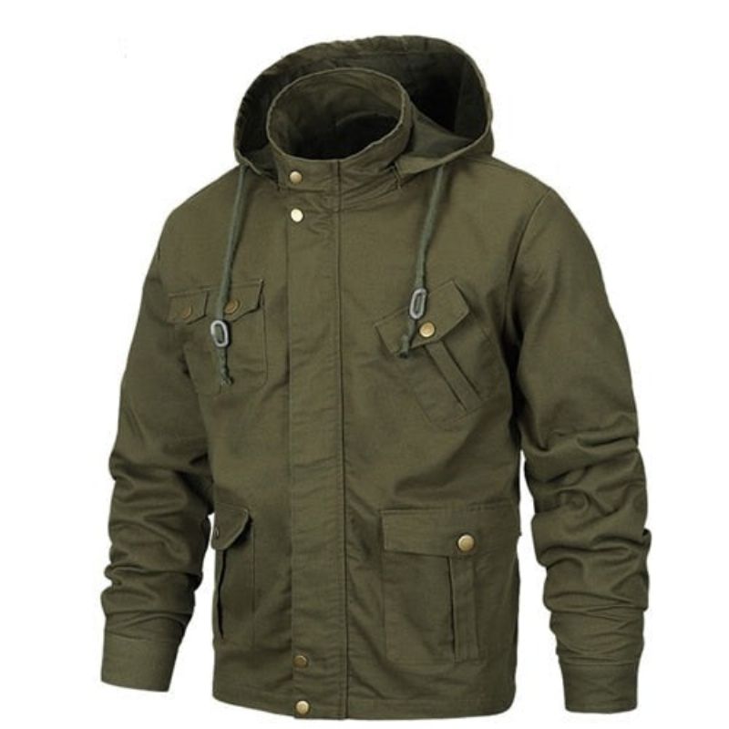 Militaire Jas Heren Katoenen Pilotenjas Met Capuchon Leger Bomberjacks Cargo Flight Jacket Male - Zwart