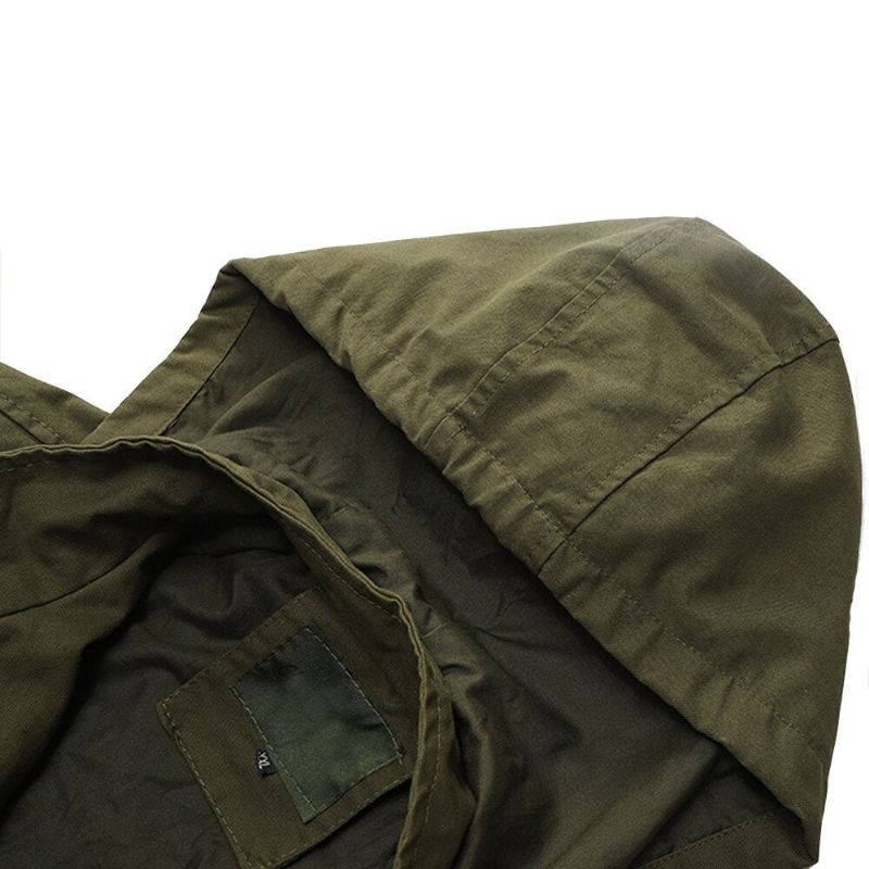 Militaire Jas Heren Katoenen Pilotenjas Met Capuchon Leger Bomberjacks Cargo Flight Jacket Male - Zwart