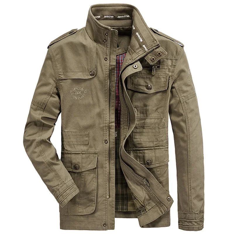 Militaire Jas Heren Lente Herfst Katoen Outdoor Herenjassen Casual Jas - Zwart