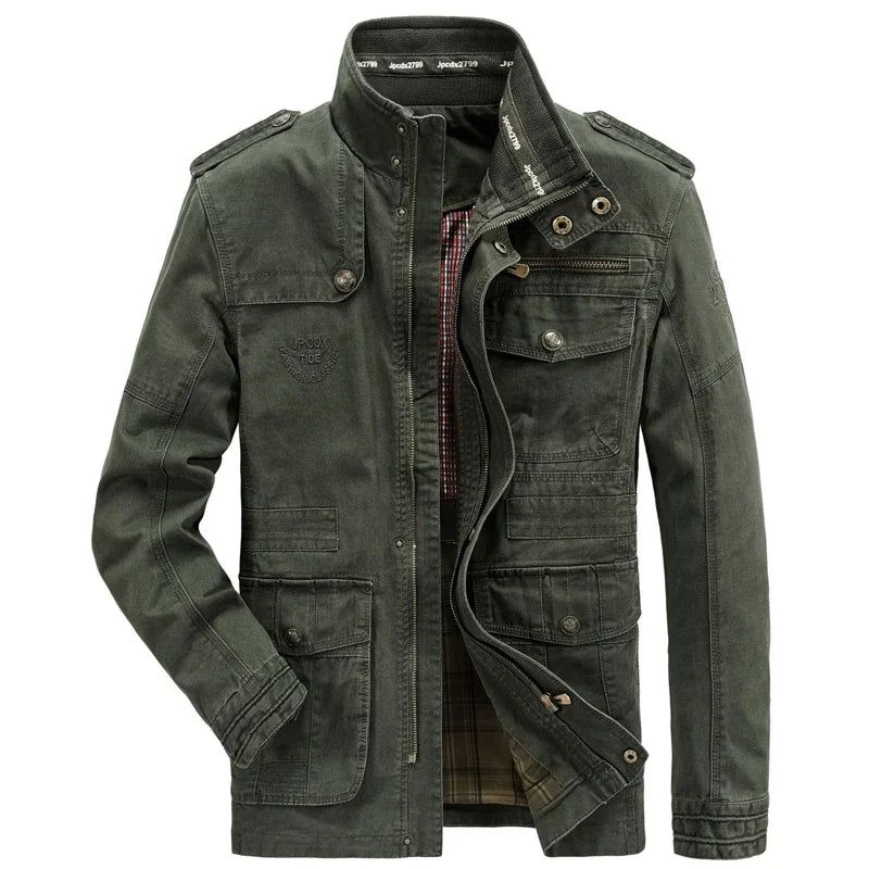 Militaire Jas Heren Lente Herfst Katoen Outdoor Herenjassen Casual Jas - Zwart