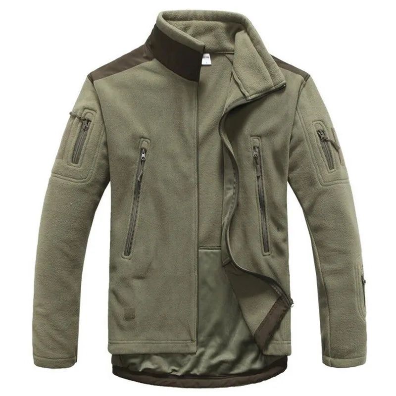 Militaire Tactische Fleece Jas Heren Warme Polar Winterkleding Meerdere Zakken Uitloper Casual Thermische Winddichte Jasjassen - Zwart