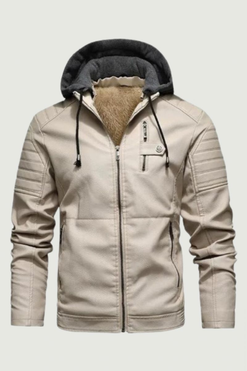 Motorjas Leren Jas Met Capuchon Heren Effen Fleece Casual Windjack Slanke Militaire Tactische Dikke Jassen Winter