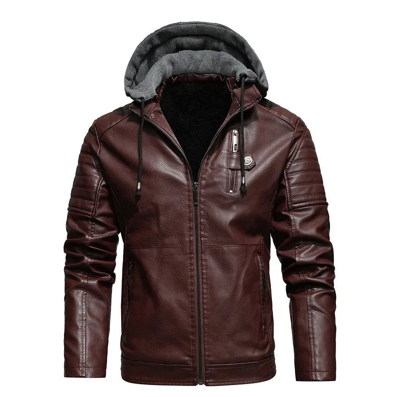 Motorjas Leren Jas Met Capuchon Heren Effen Fleece Casual Windjack Slanke Militaire Tactische Dikke Jassen Winter - Wit