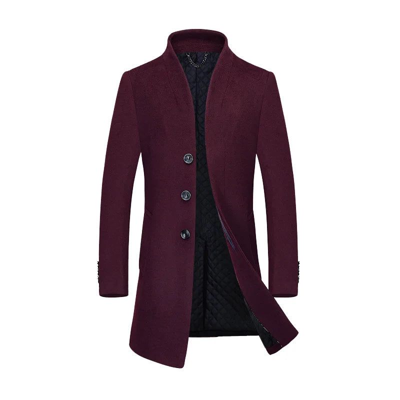 Trenchcoat Heren Winter Wollen Jas Dikke Herenjas - Grijs