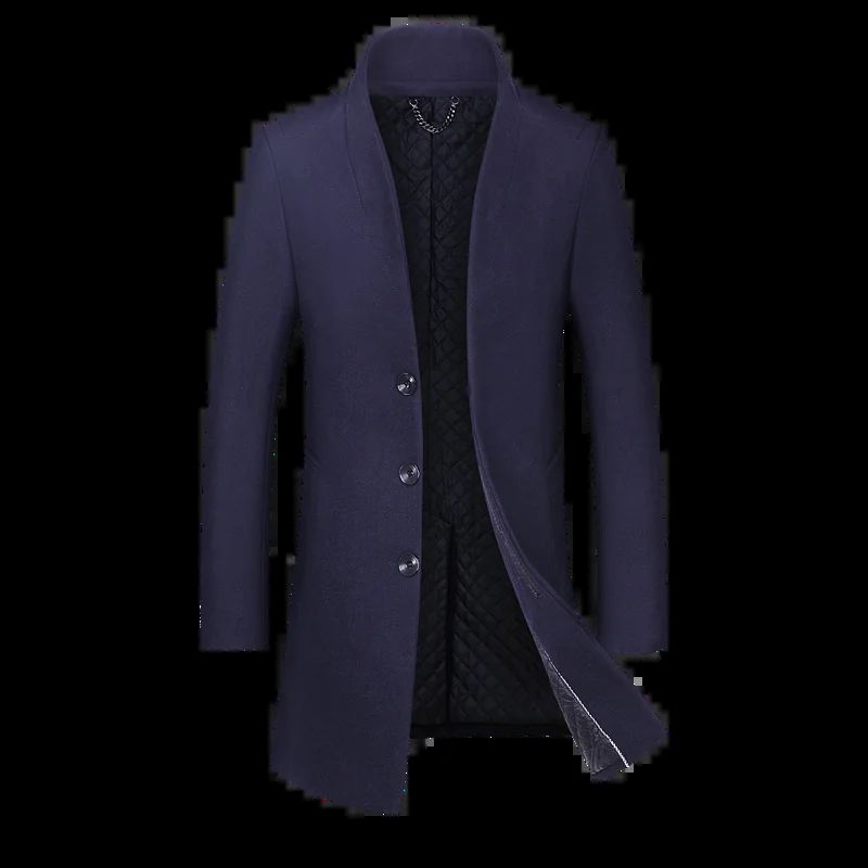 Trenchcoat Heren Winter Wollen Jas Dikke Herenjas - Grijs