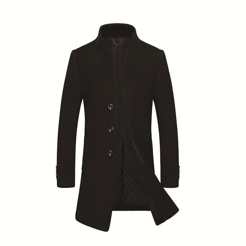 Trenchcoat Heren Winter Wollen Jas Dikke Herenjas - Grijs