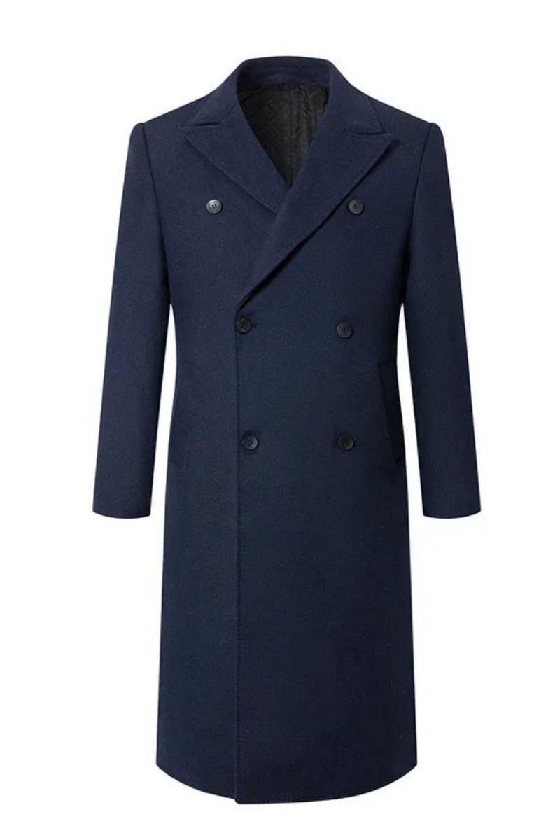 Trenchcoats Voor Heren Revers Met Dubbele Rij Knopen Slim Fit Winterjas Jassen Wollen Blazer