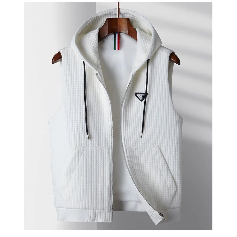 Vest Heren Trend Hoodie Wear-versie Van Het Mouwloos Met Capuchon Casual - Wit