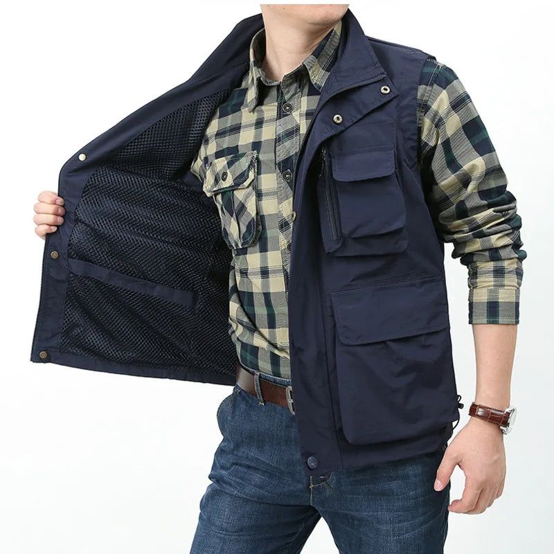 Vest Zomer Lente Kleding Mannen Tactische Militaire Herenkleding Mouwloze Jas Man Multi-pocket Jassen - Zwart