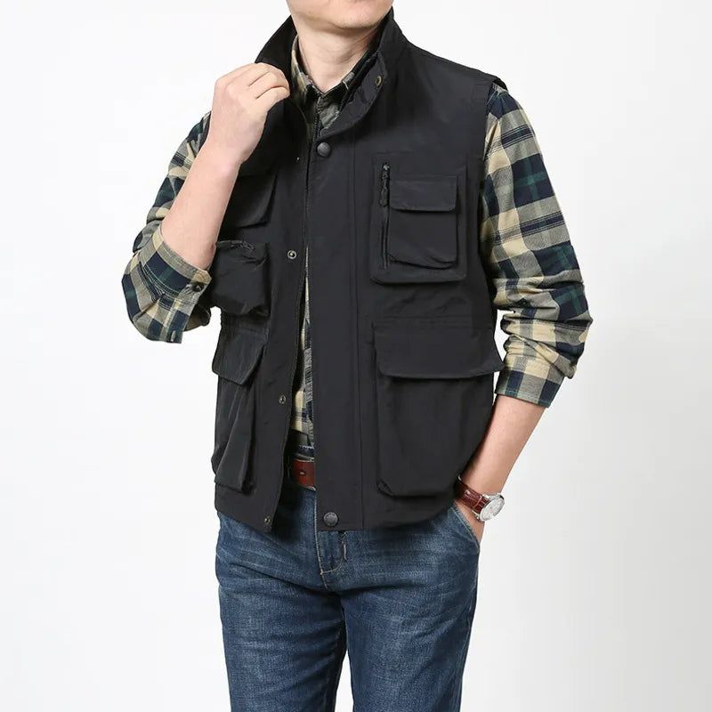 Vest Zomer Lente Kleding Mannen Tactische Militaire Herenkleding Mouwloze Jas Man Multi-pocket Jassen - Zwart