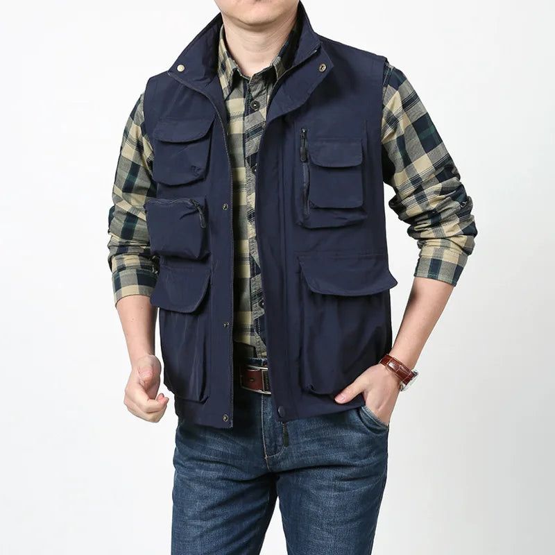 Vest Zomer Lente Kleding Mannen Tactische Militaire Herenkleding Mouwloze Jas Man Multi-pocket Jassen - Zwart