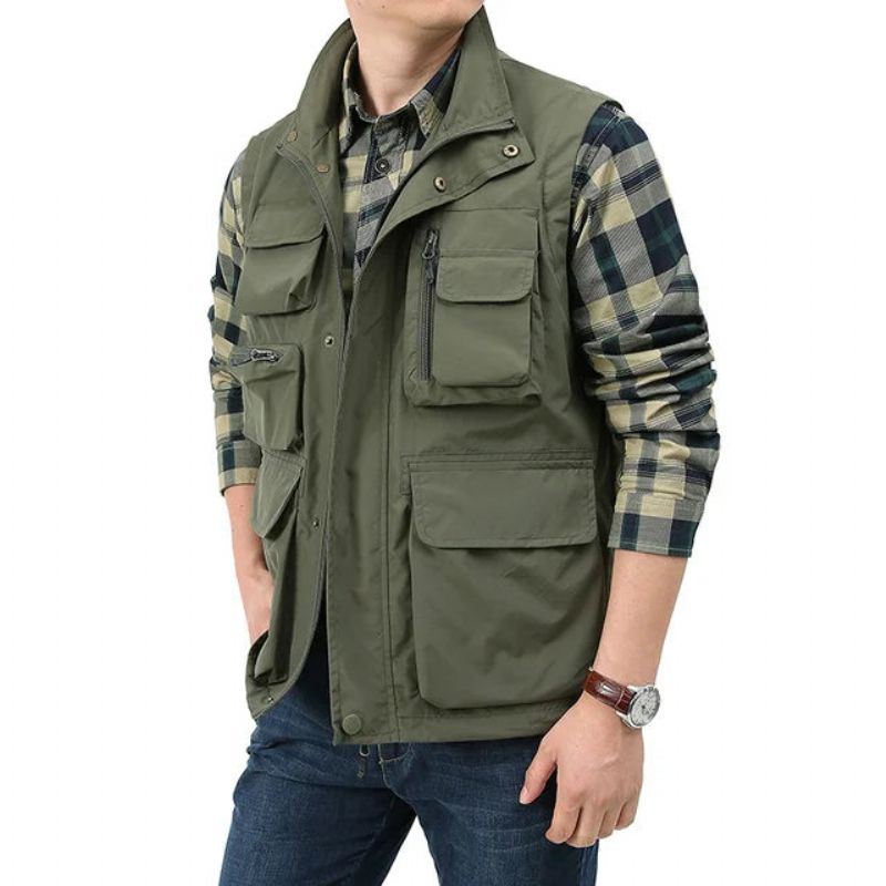 Vest Zomer Lente Kleding Mannen Tactische Militaire Herenkleding Mouwloze Jas Man Multi-pocket Jassen - Zwart