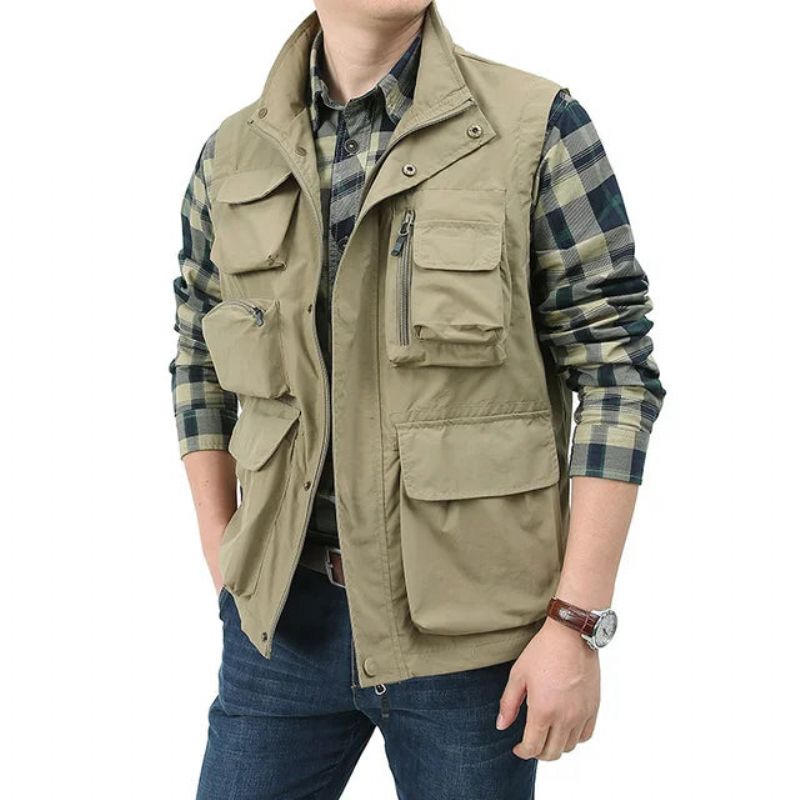 Vest Zomer Lente Kleding Mannen Tactische Militaire Herenkleding Mouwloze Jas Man Multi-pocket Jassen - Zwart