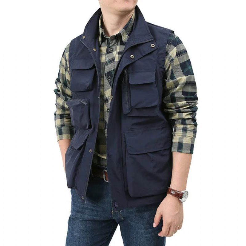 Vest Zomer Lente Kleding Mannen Tactische Militaire Herenkleding Mouwloze Jas Man Multi-pocket Jassen - Zwart