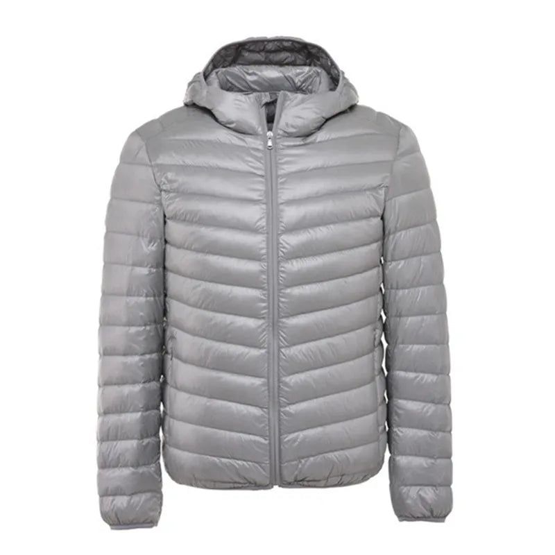 Warm Heren Casual Witte Eend Donsjack Met Capuchon Dunne En Lichte Donsjassen Voor - Zwart