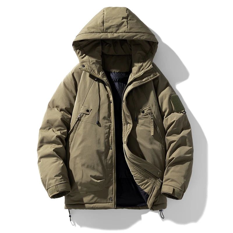 Warme Parka's Met Capuchon Hoge Kwaliteit Heren Losse Stijl Winterjassen Cargo Jassen Windjack Winter Buitenjassen - Groen