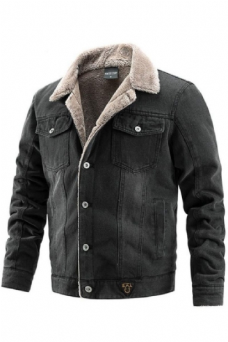 Winer Heren Denim Jas Trendy Fleece Warm Jas Mannelijke Bomber Windjack Cowboy Jassen Kleding